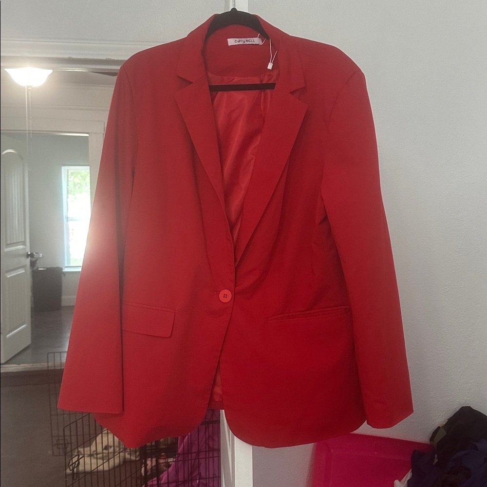 Cicybell Red Blazer Chic gray career or office Womens Casual Long Sleeve Work